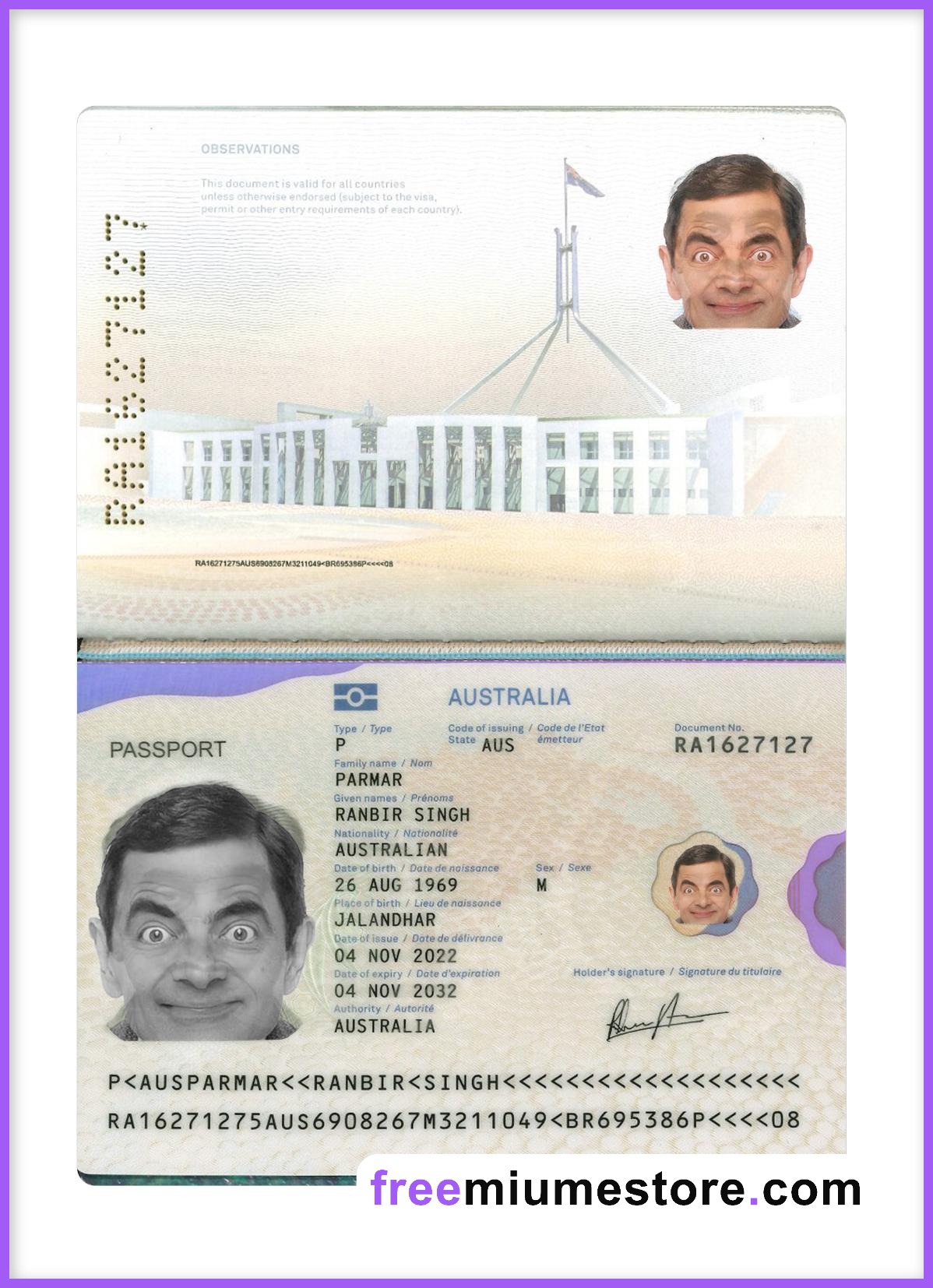 Australia Passport PSD Template